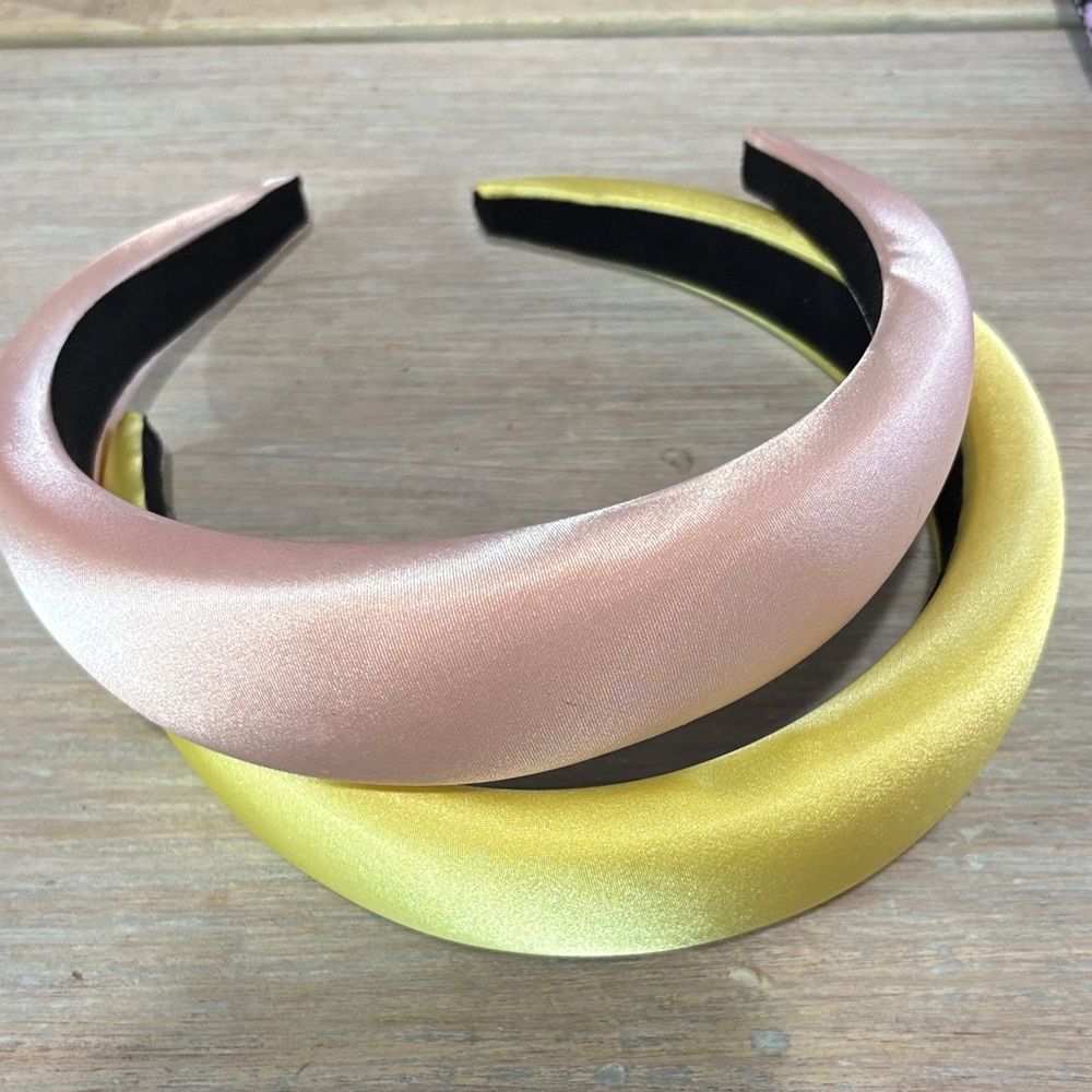 Blush Pink and Yellow Puffy Hairband Set